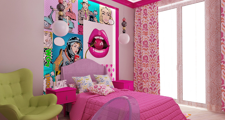 Room interior for teenager girls 14 years old