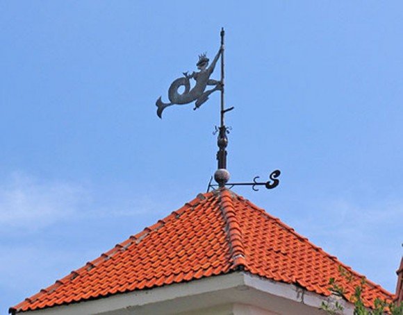 Weather vane on the roof
