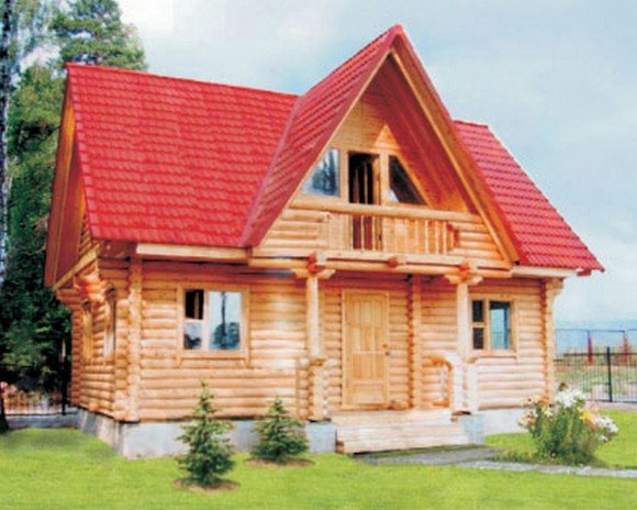 casa con techo rojo marrón