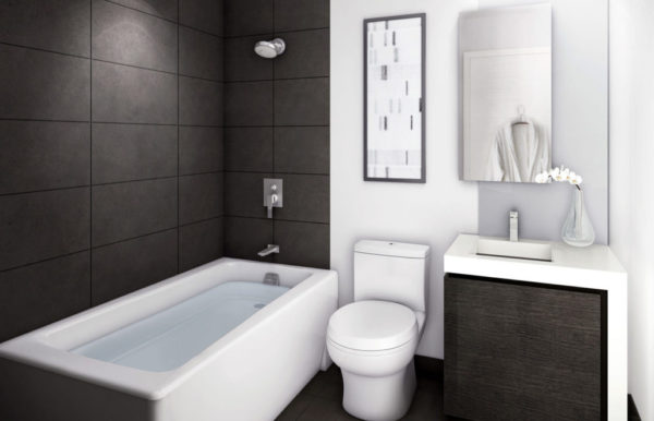 Gestaltung von Badezimmern kombiniert mit einer Toilette: Einrichtungsideen