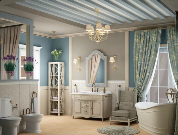 חדר אמבטיה בסגנון פרובנס: רעיונות לשנת 2019 עם תמונות