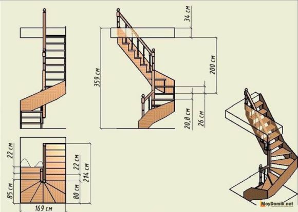 wooden staircase to the second floor drawing