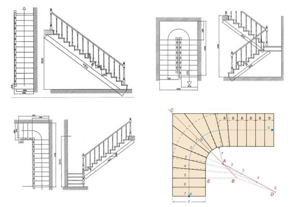ξύλινη σκάλα στο σχέδιο του δεύτερου ορόφου