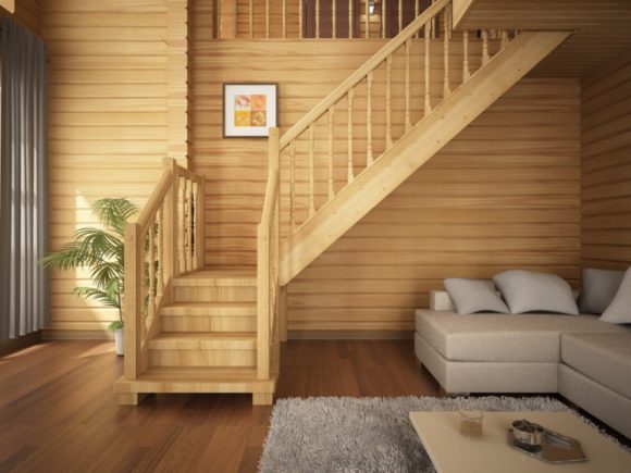 escada de madeira para o segundo andar