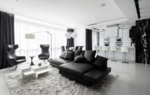 Black and white living room interior