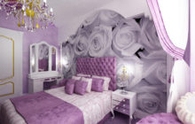 Lilac color bedroom interior